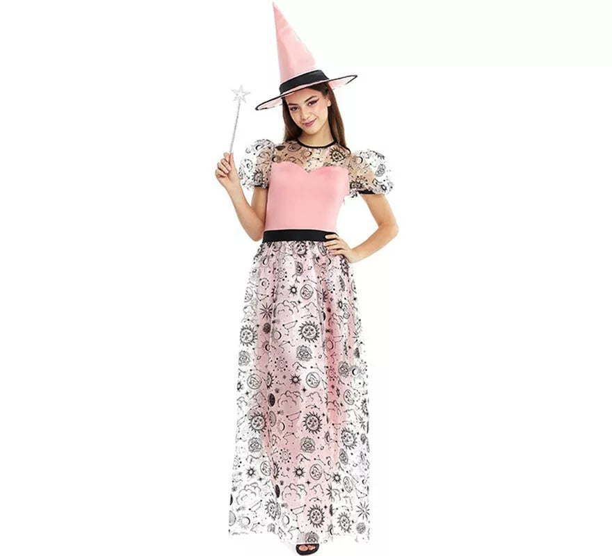 Translation missing: fr.Disfraz de Bruja Buena rosa con sombrero para mujer