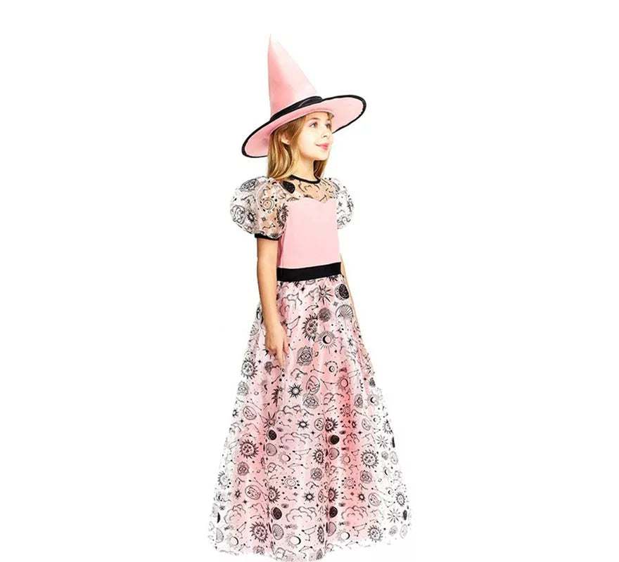 Translation missing: fr.Disfraz de Bruja Buena rosa con sombrero para niña y adolescente