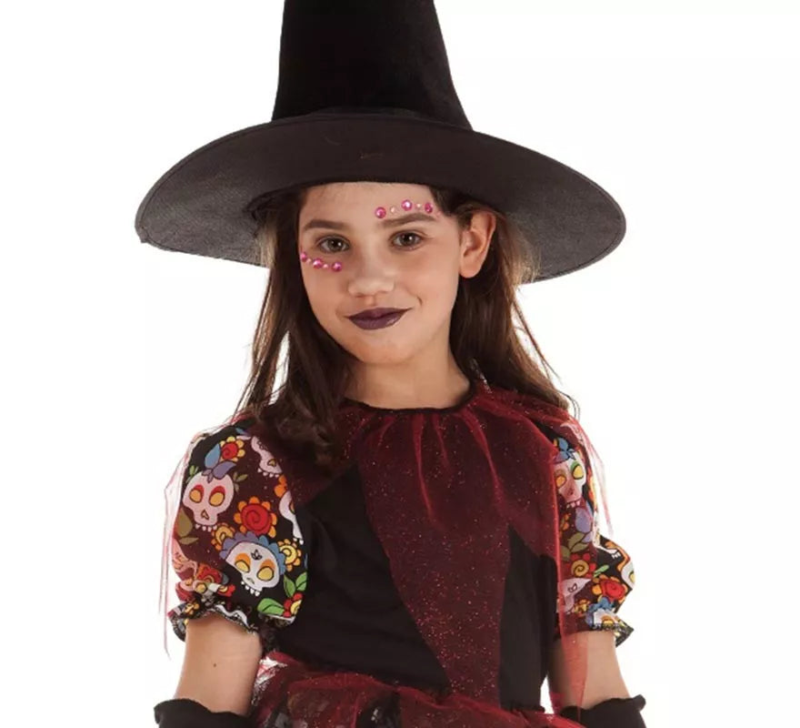 Translation missing: fr.Disfraz de Bruja Calaveras Floral para niña