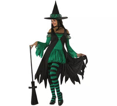 Costume de sorcière vert émeraude pour femmes