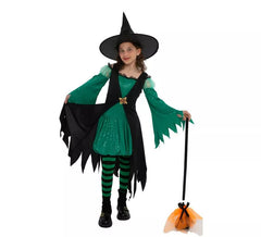 Costume de sorcière vert émeraude pour filles