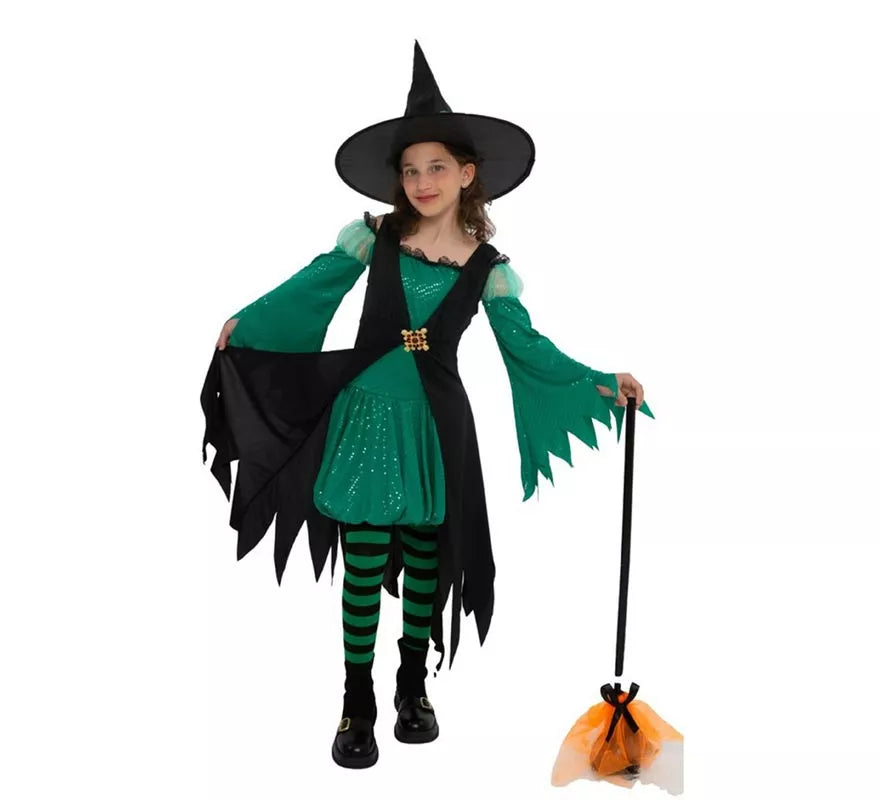 Translation missing: fr.Disfraz de Bruja Esmeralda verde para niña