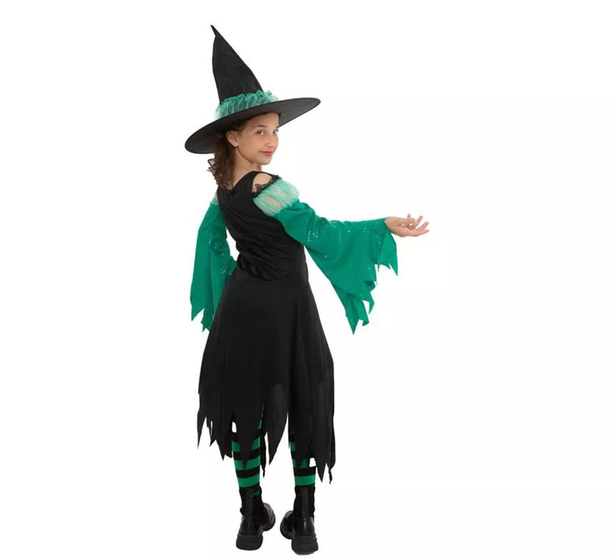 Translation missing: fr.Disfraz de Bruja Esmeralda verde para niña