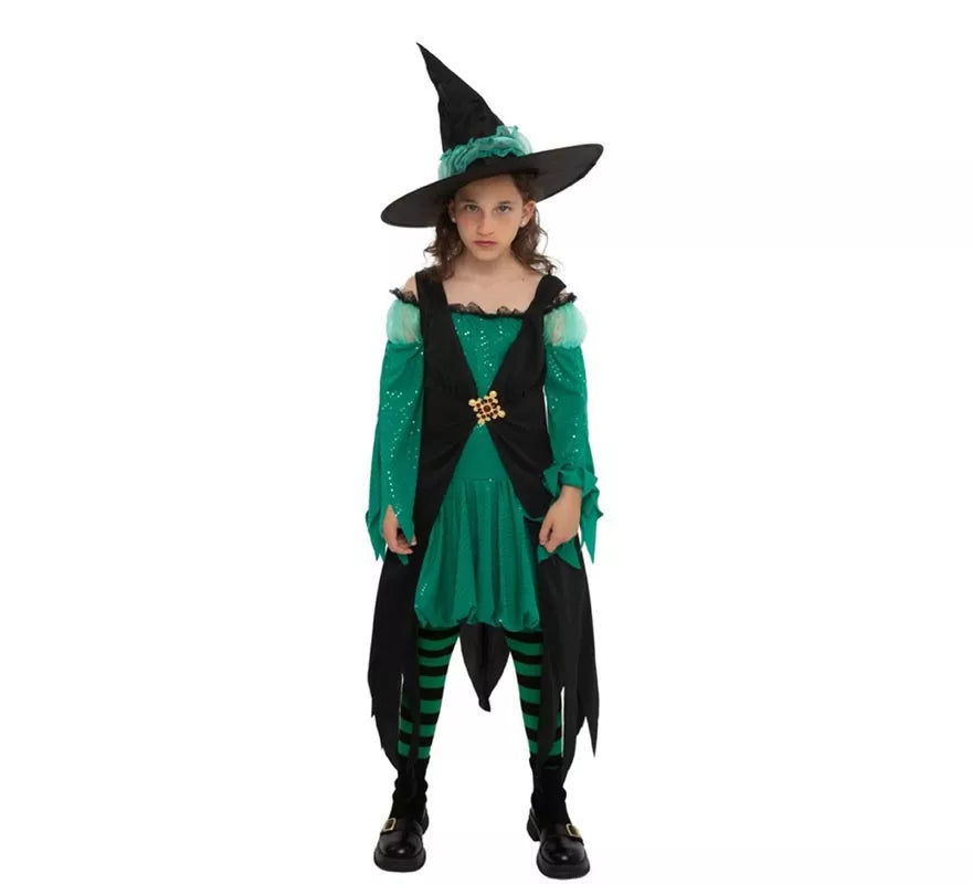 Translation missing: fr.Disfraz de Bruja Esmeralda verde para niña