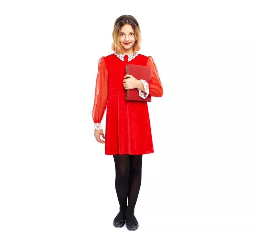 Translation missing: fr.Disfraz de Bruja joven vestido rojo para niña