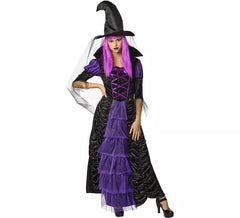 Déguisement sorcière maléfique noire et violette femme