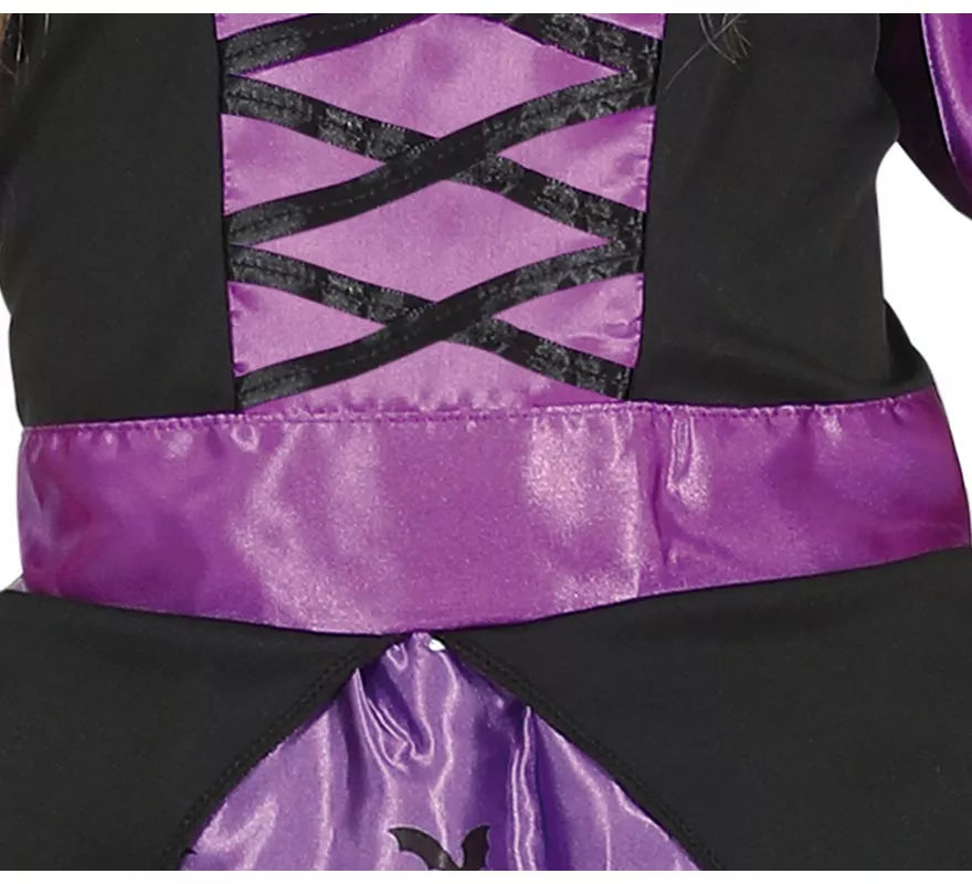 Translation missing: fr.Disfraz de Bruja Morada con vestido estampado para niña