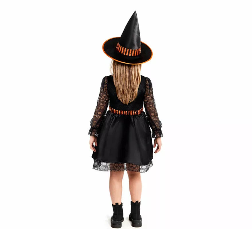 Translation missing: fr.Disfraz de Bruja naranja con Encaje para niña