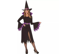 Déguisement de sorcière noire et lilas femme