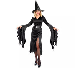 Costume de sorcière noire avec chapeau pour femme