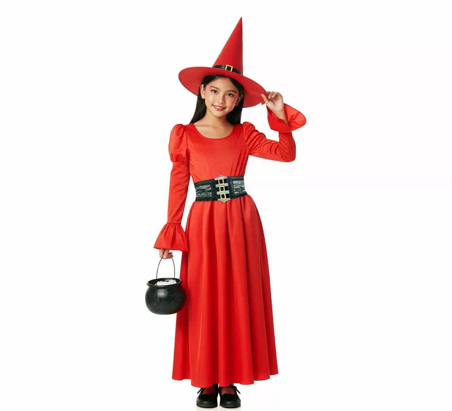 Translation missing: fr.Disfraz de Bruja rojo con Corset para niña