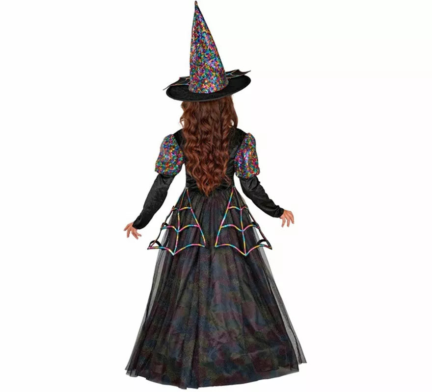 Disfraz de Bruja Telarañas multicolor para niña