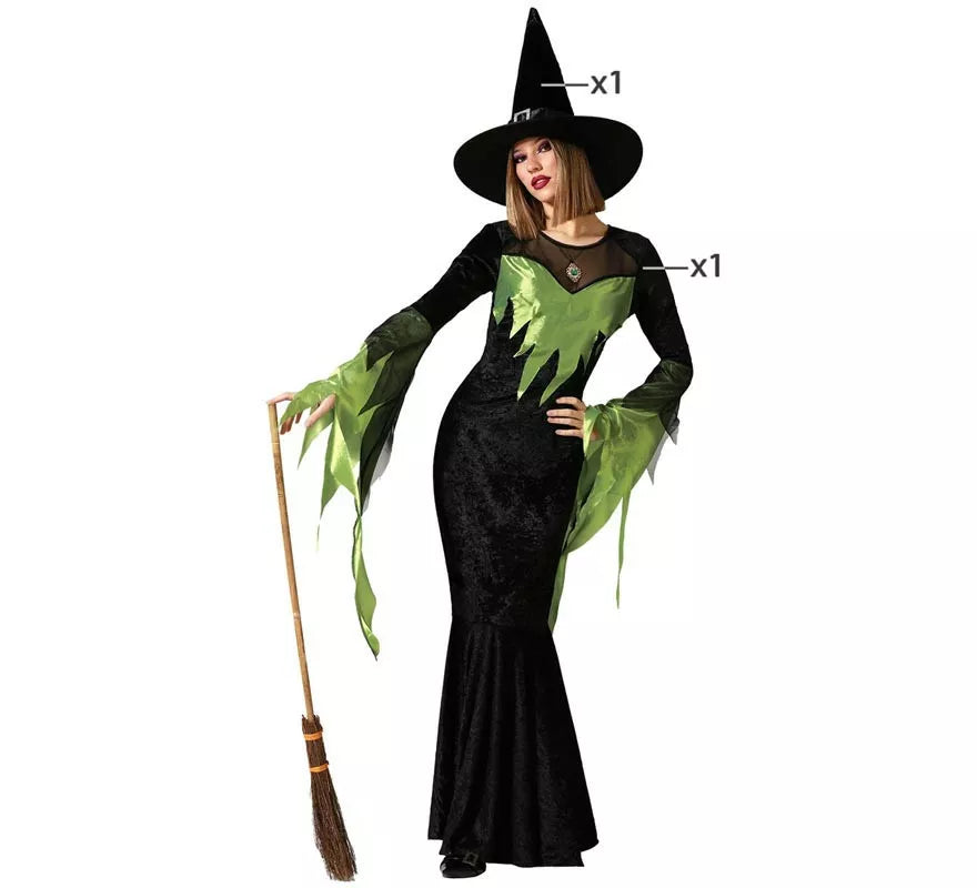 Translation missing: fr.Disfraz de Bruja Verde Elegante para mujer