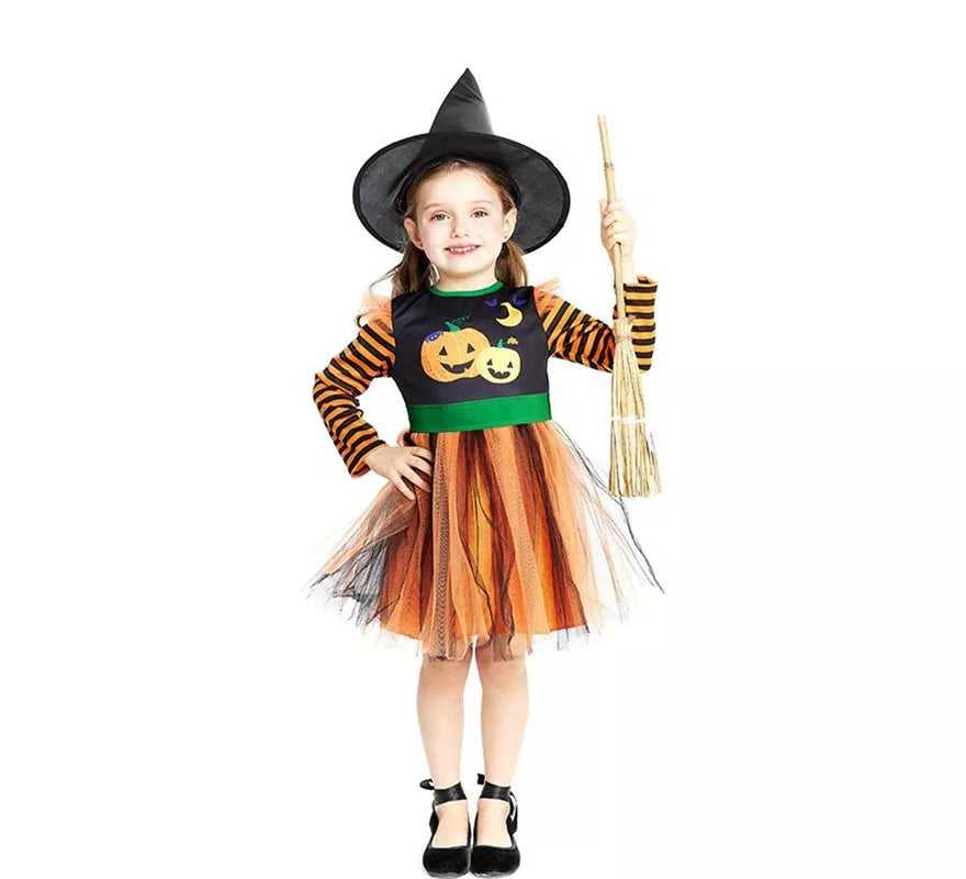 Translation missing: fr.Disfraz de Brujita Calabaza con sombrero para bebé y niña