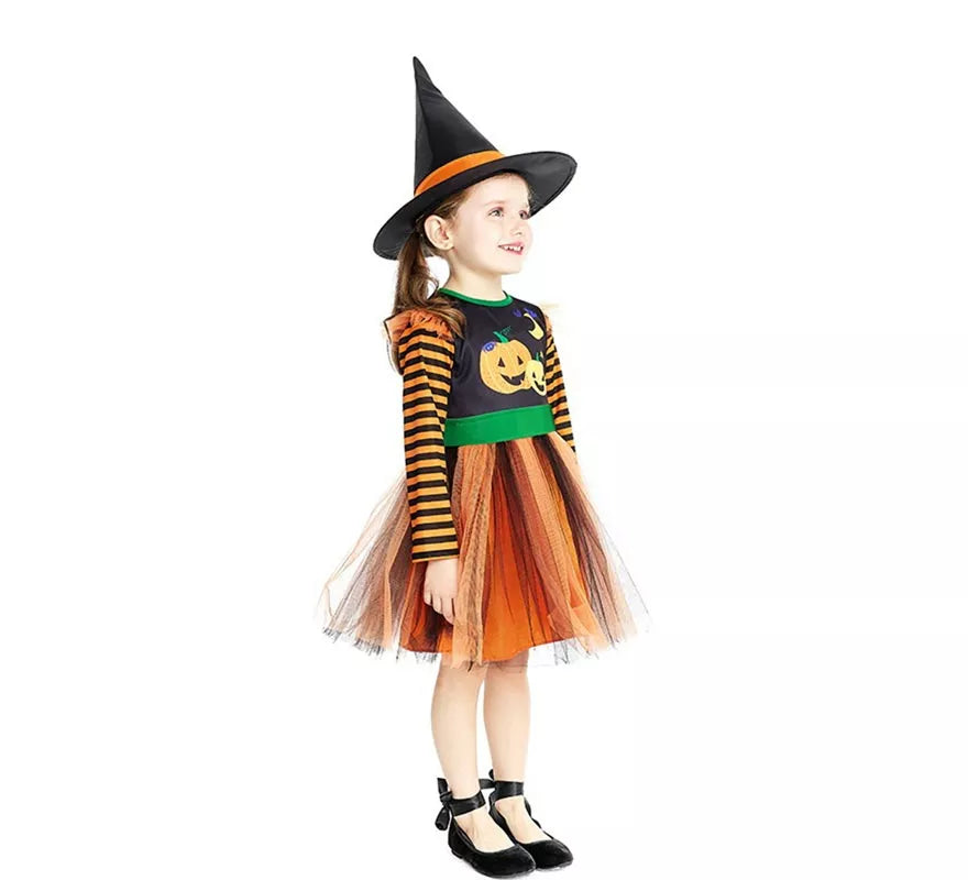 Translation missing: fr.Disfraz de Brujita Calabaza con sombrero para bebé y niña