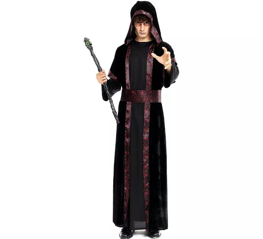 Translation missing: fr.Disfraz de Brujo oscuro con capucha y cinturón para hombre