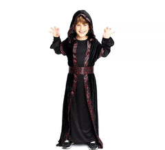 Déguisement de sorcière noire avec capuche et ceinture pour enfant