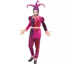 Costume de bouffon assassin violet avec chapeau pour homme