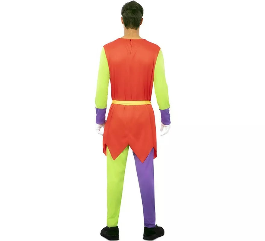 Translation missing: fr.Disfraz de Bufón multicolor con antifaz para hombre