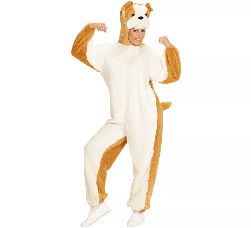 Translation missing: fr.Disfraz de Bulldog Blanco en Peluche Suave para adulto