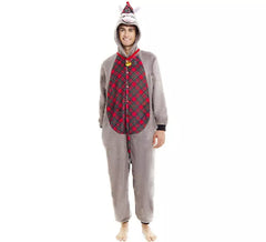 Déguisement d'âne de Noël tartan avec capuche pour adultes