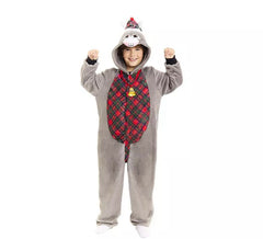 Déguisement d'âne de Noël tartan avec capuche pour enfant