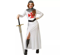 Déguisement de chevalier croisé, robe blanche pour femme