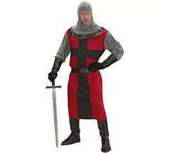 Déguisement chevalier rouge de l'âge des ténèbres pour homme