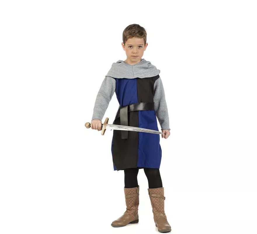 Translation missing: fr.Disfraz de Caballero Medieval Azul y Negro para niño