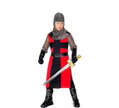 Déguisement de chevalier médiéval avec bracelets noirs et rouges pour enfant