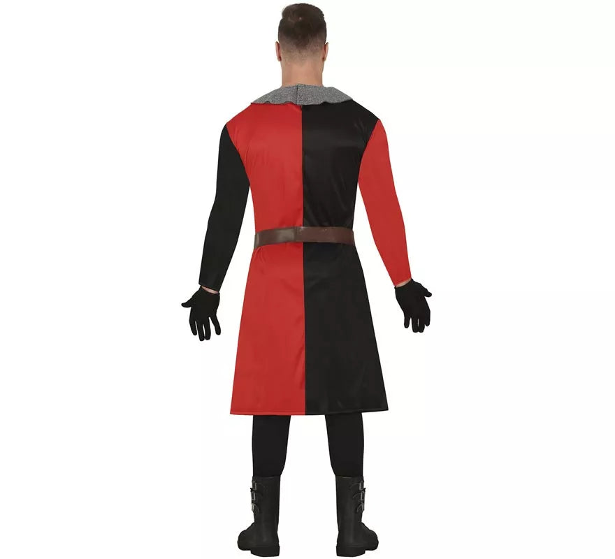 Translation missing: fr.Disfraz de Caballero Medieval rojo y negro para hombre