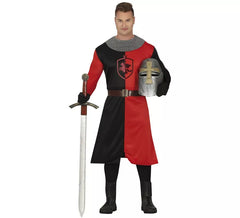 Déguisement chevalier médiéval rouge et noir homme