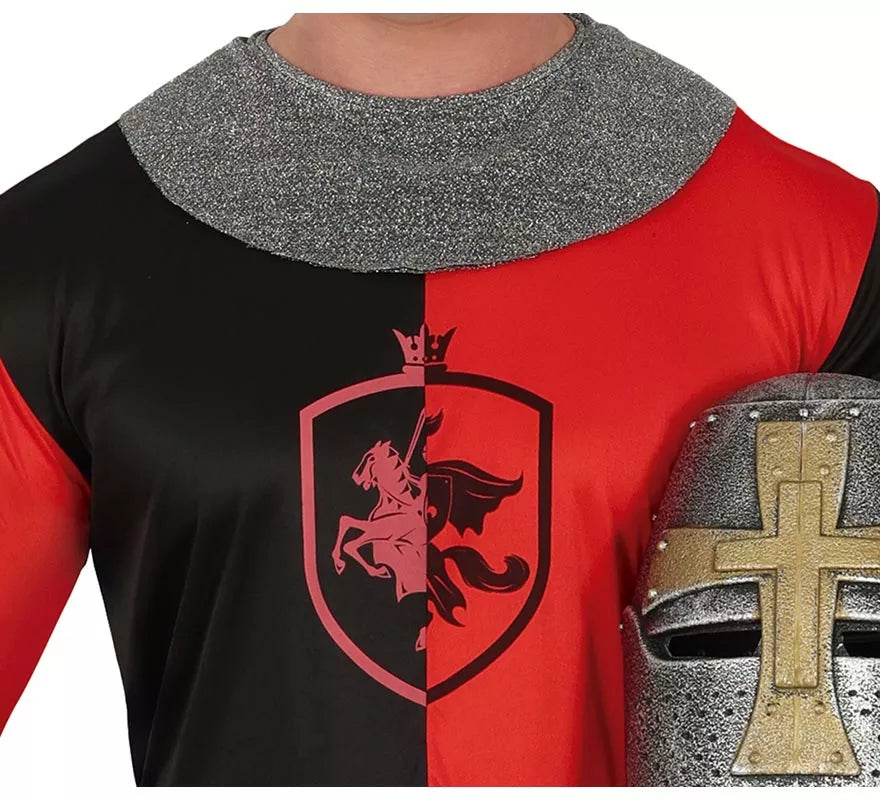 Translation missing: fr.Disfraz de Caballero Medieval rojo y negro para hombre