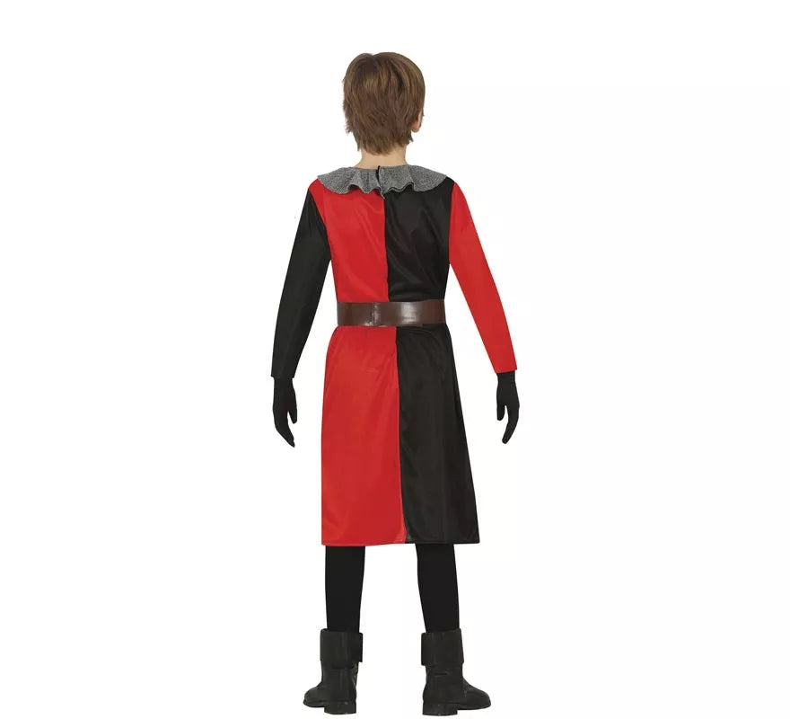Translation missing: fr.Disfraz de Caballero Medieval rojo y negro para niño