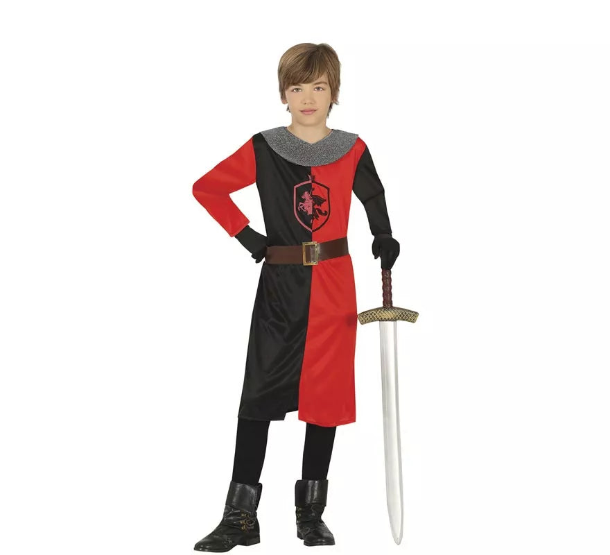 Translation missing: fr.Disfraz de Caballero Medieval rojo y negro para niño