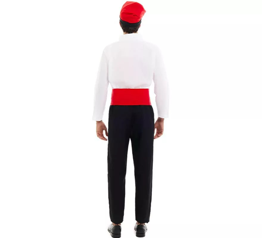 Translation missing: fr.Disfraz de Caganer blanco y negro con fajín para hombre