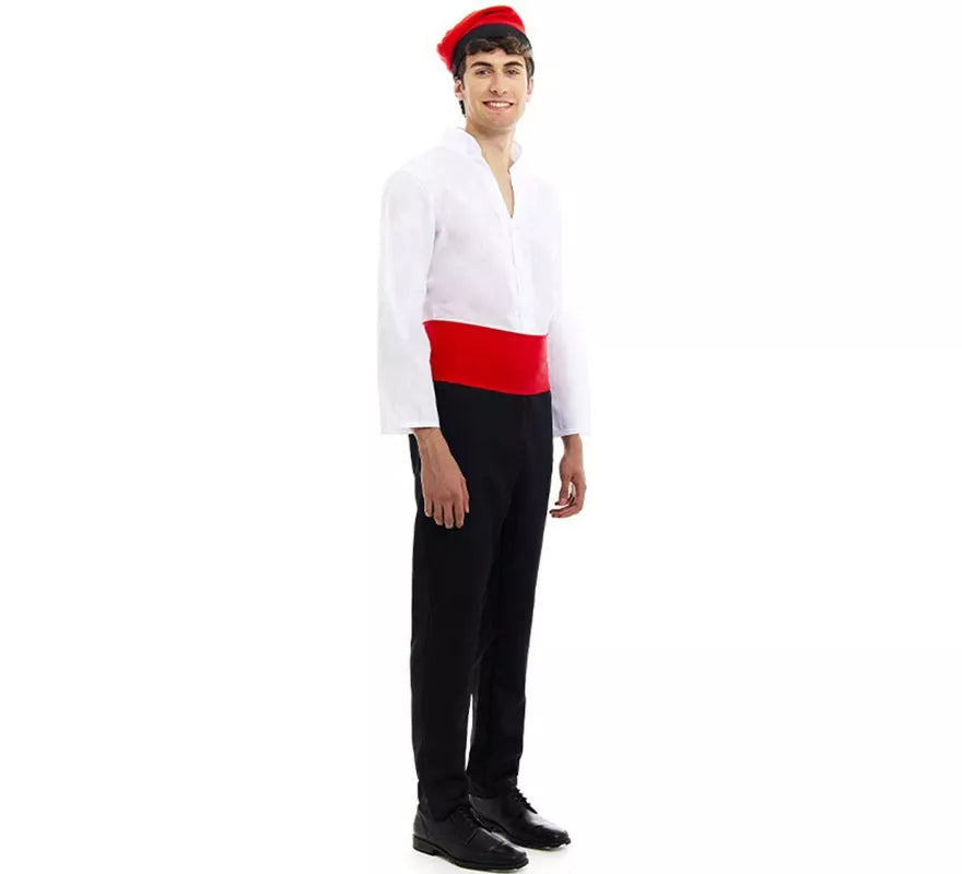 Translation missing: fr.Disfraz de Caganer blanco y negro con fajín para hombre