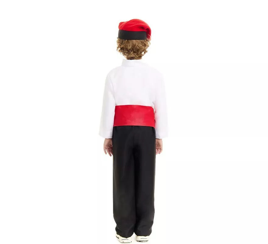Translation missing: fr.Disfraz de Caganer blanco y negro con fajín para niño