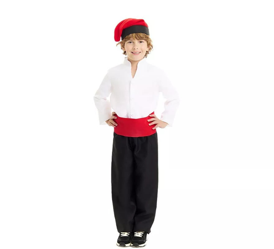 Translation missing: fr.Disfraz de Caganer blanco y negro con fajín para niño