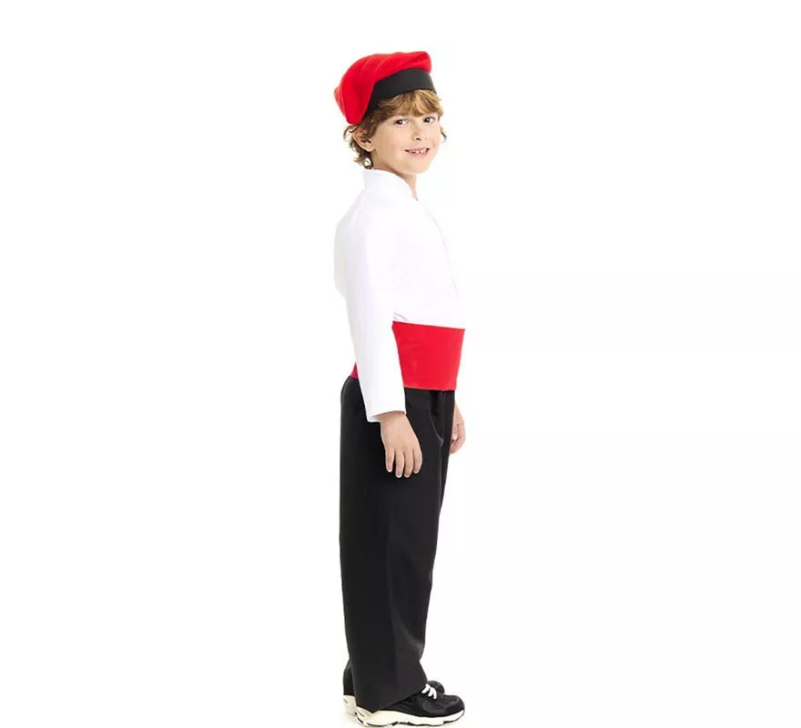 Translation missing: fr.Disfraz de Caganer blanco y negro con fajín para niño