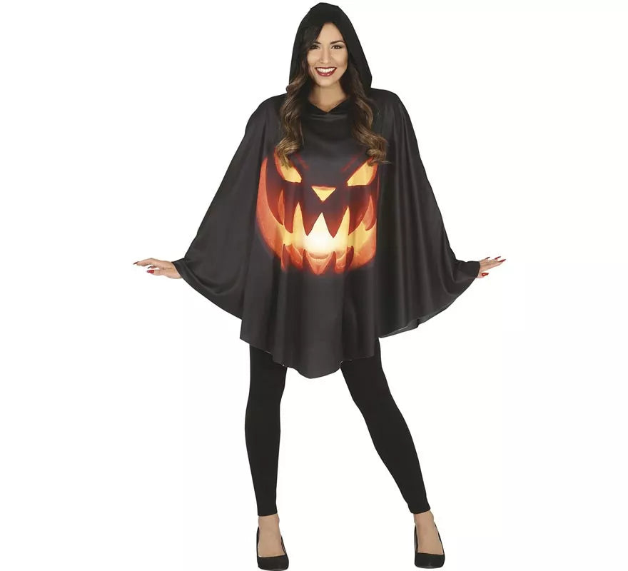 Translation missing: fr.Disfraz de Calabaza en Poncho Negro para mujer