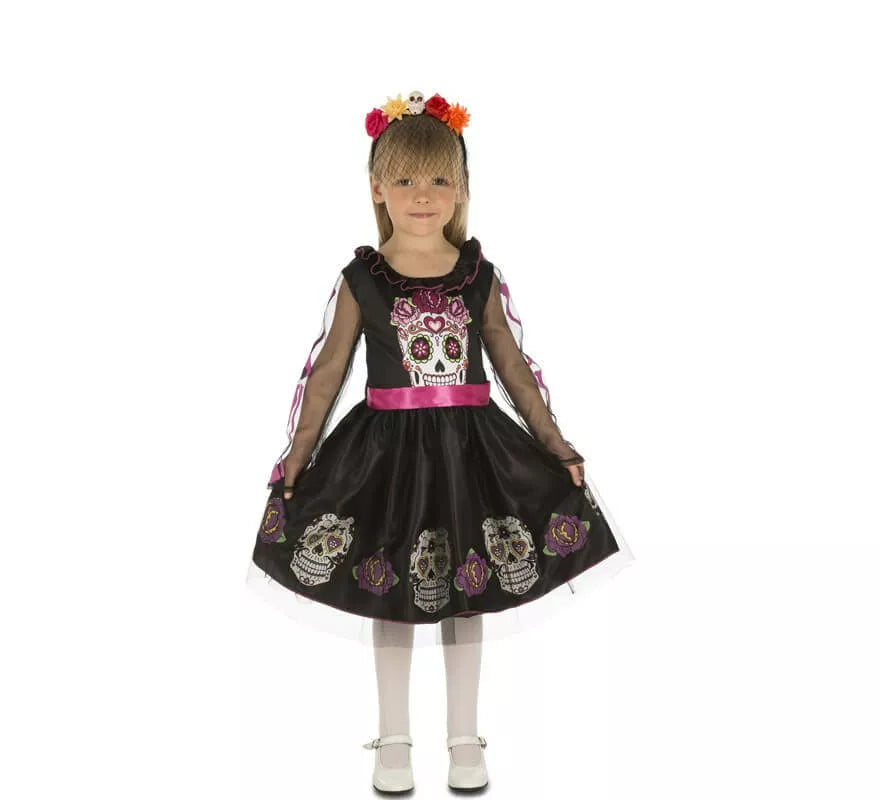 Translation missing: fr.Disfraz de Calaverita Negra para niña
