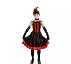 Déguisement Can Can rouge et noir pour fille