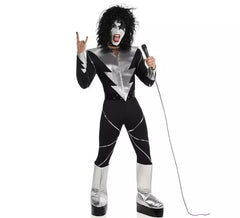 Déguisement de chanteur de rock homme avec maquillage