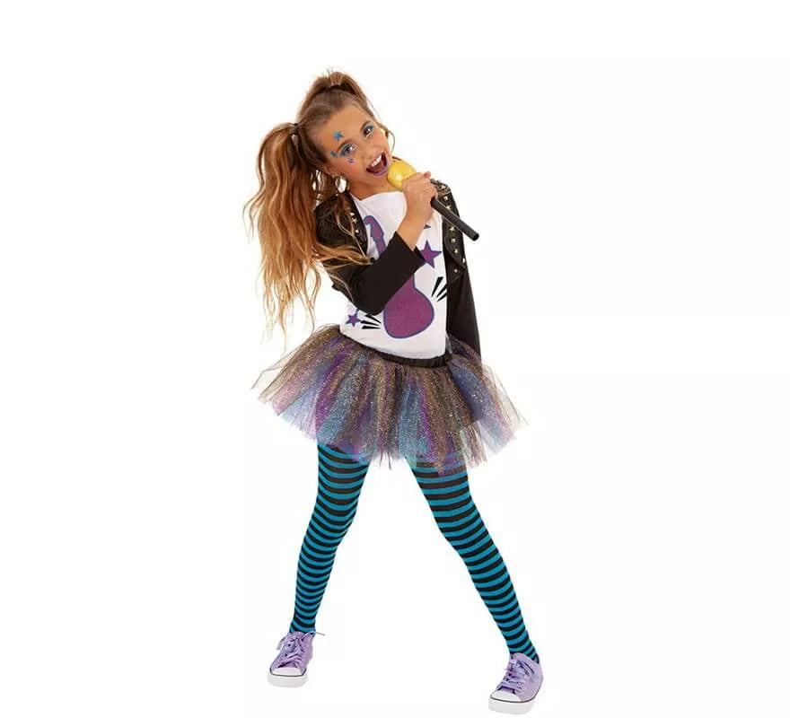 Translation missing: fr.Disfraz de Cantante Pop Azul para niña