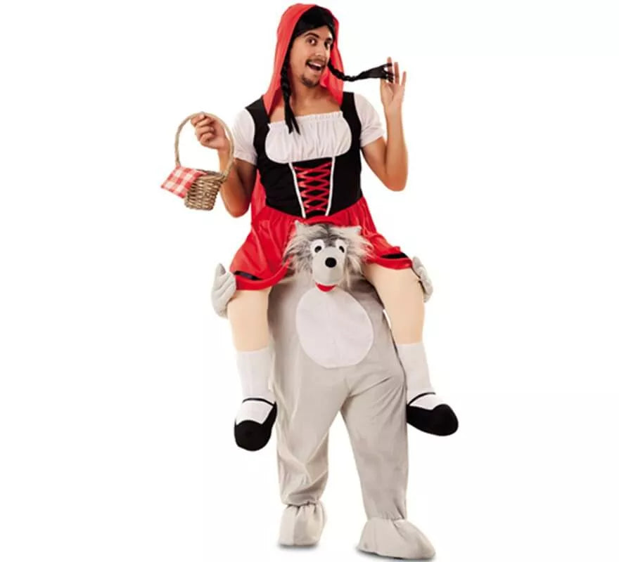 Translation missing: fr.Disfraz de Caperucita Roja a hombros de Lobo para adultos