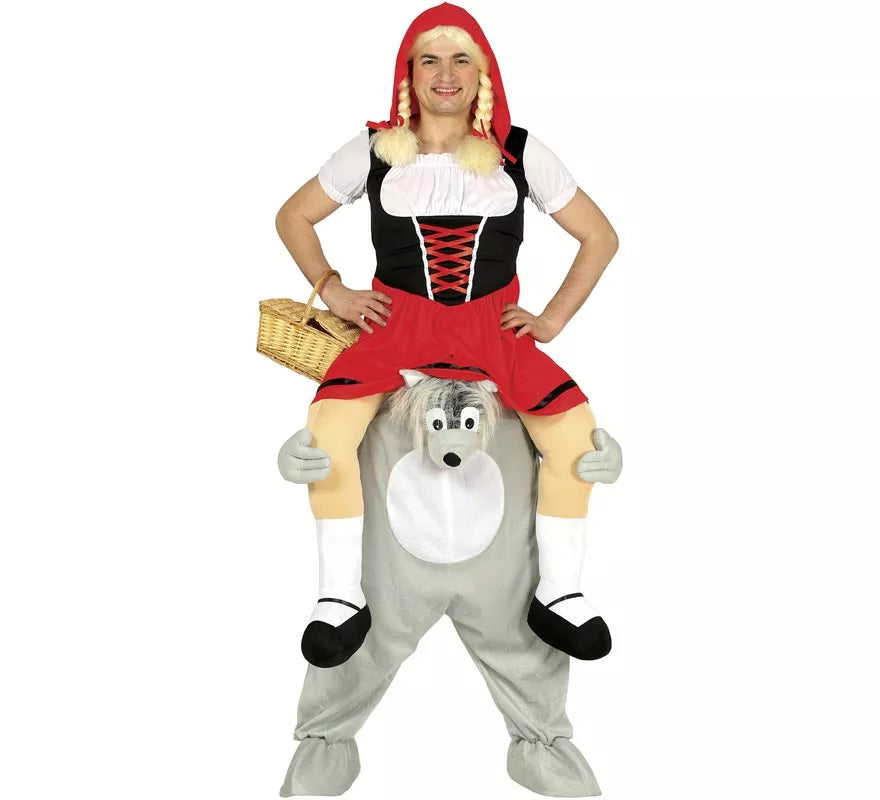 Translation missing: fr.Disfraz de Caperucita Roja a hombros de Lobo para adultos