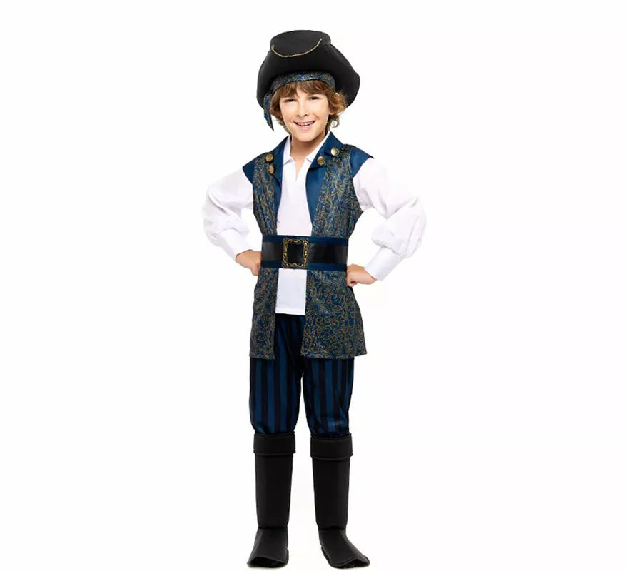Translation missing: fr.Disfraz de Capitán Pirata azul para niño