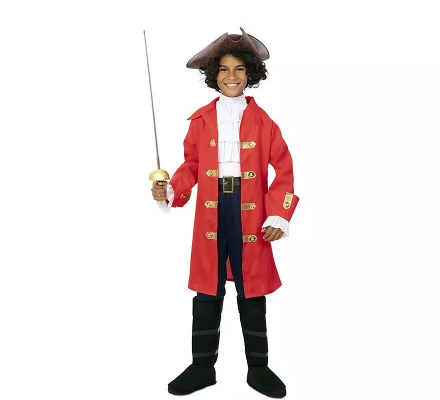 Translation missing: fr.Disfraz de Capitán Pirata rojo con cinturón para niño