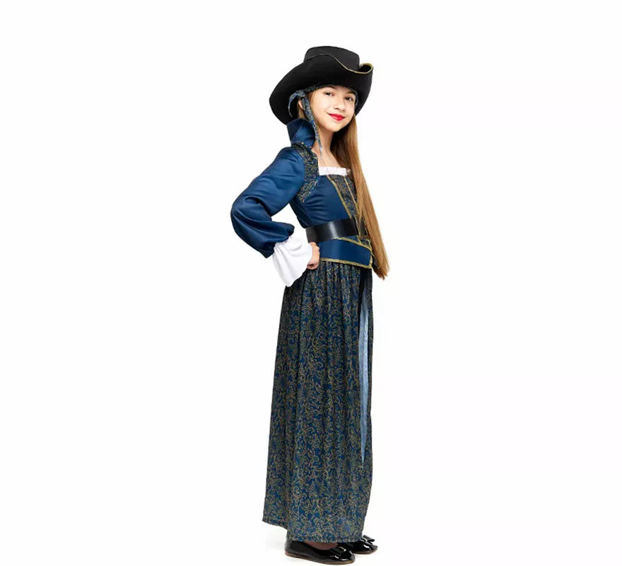 Translation missing: fr.Disfraz de Capitana Pirata azul para niña